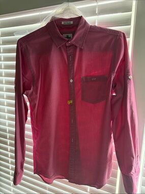 Express Men's Deep Pink Long-Sleeve Button-Down Shirt